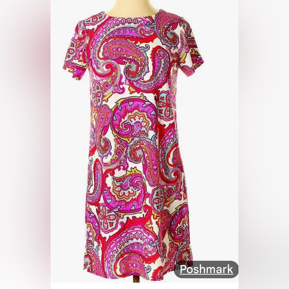 Jude Connally Ella Paisley Print Pink-Multi Jude Cloth Shift Dress Size XL